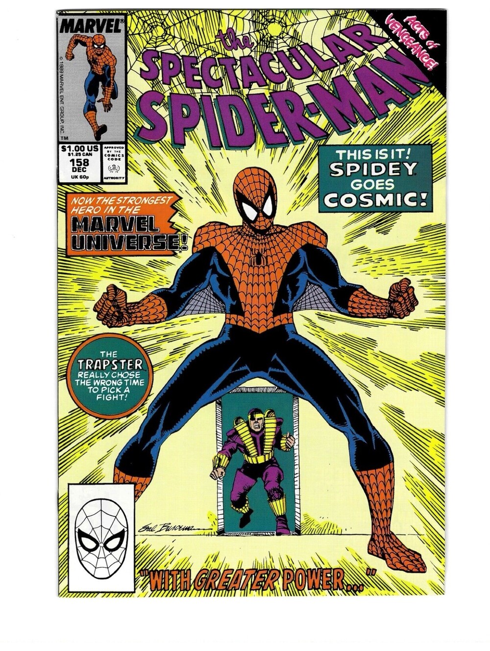 Spectacular Spider-Man #158 Dec 1989 1st App Cosmic Powers Spider-Man Marvel NM